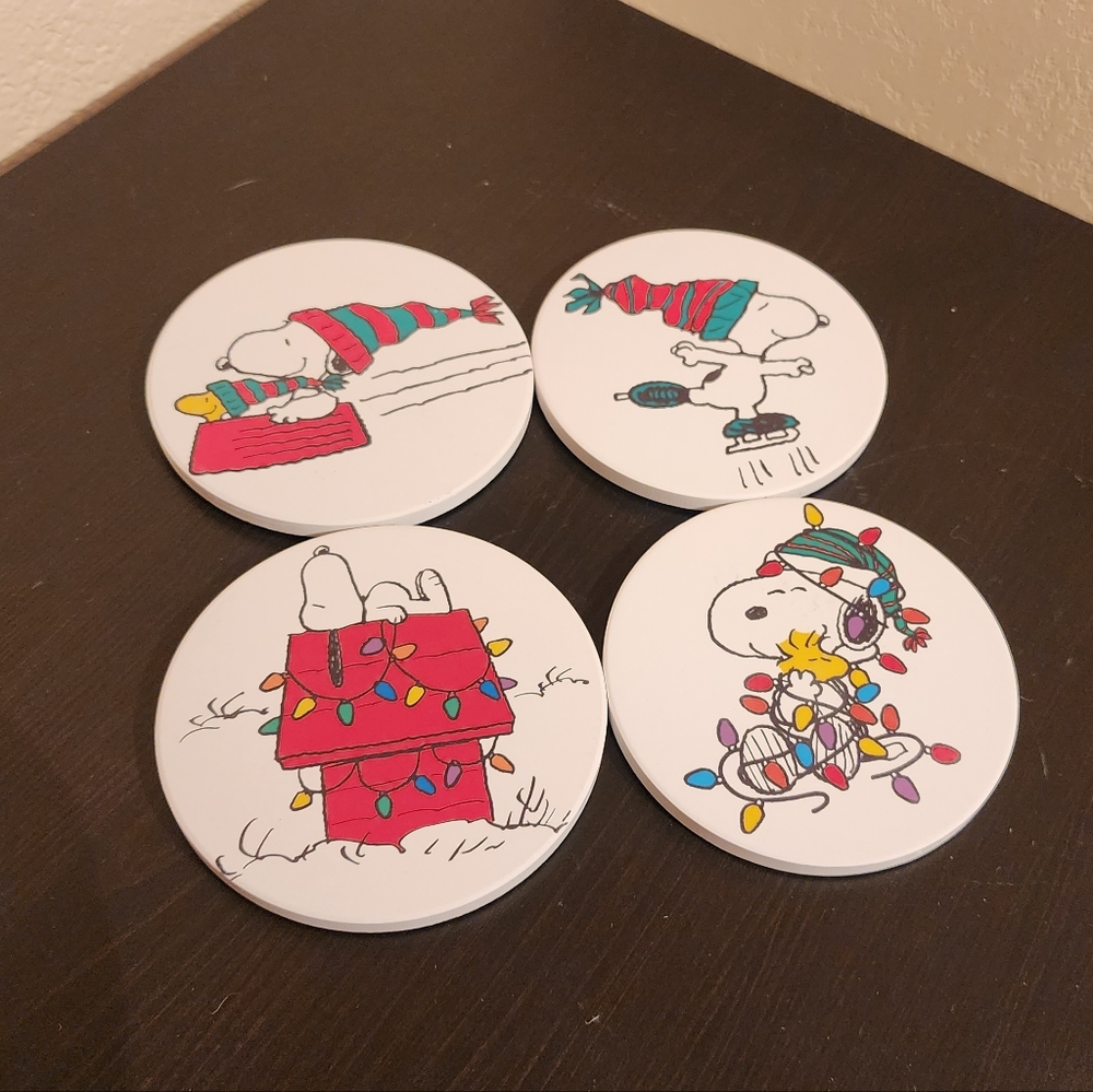 4 pc. Holiday Snoopy Peanuts coasters